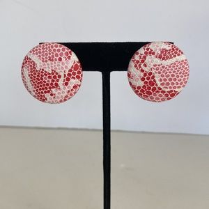 Z6 Red and white leather earrings.